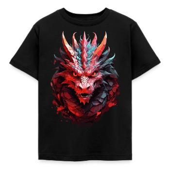 Gloomy Dragon Gaze: Mystical Darkness - Kids' T-Shirt - black - Front - AI Model Kid Female (0cm)