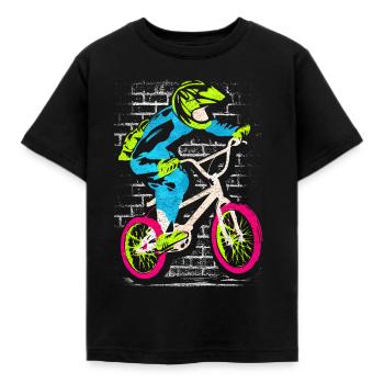 BMX Fahrrad | Buntes BMX - BMX Fahrer - Kinder T-Shirt - Schwarz - Vorne - AI Model Kid Female (0cm)