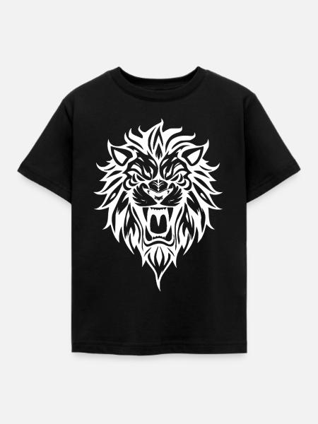Kraftvoller Löwenkopfsilhouette - Kinder T-Shirt - Schwarz