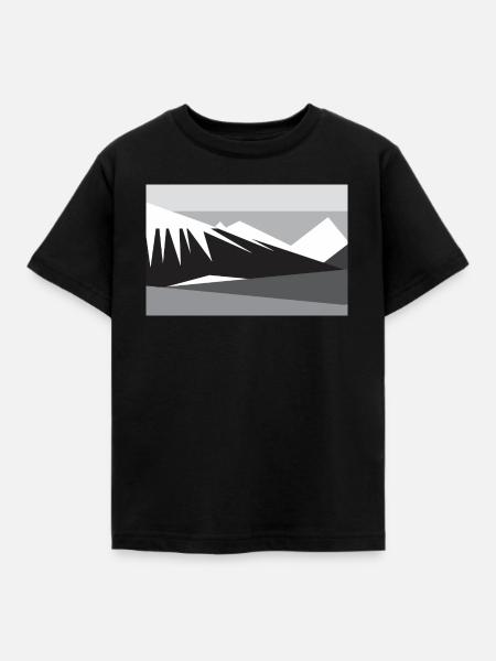 Geometische Bergsilhouette - Kinder T-Shirt - Schwarz