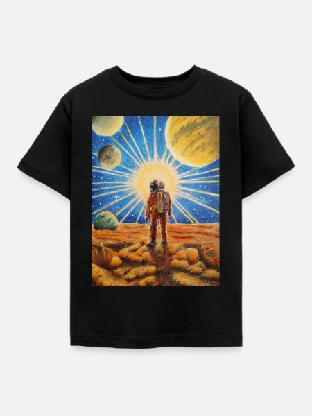 Astronaut auf Mars - Kinder T-Shirt - Schwarz