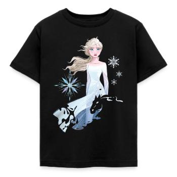 Frozen Elsa Silhouette Mit Schneeflocken - Kinder T-Shirt - Schwarz - Vorne - AI Model Kid Female (0cm)