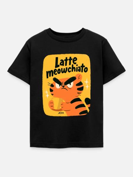 Latte meowchiato - Kinder T-Shirt - Schwarz