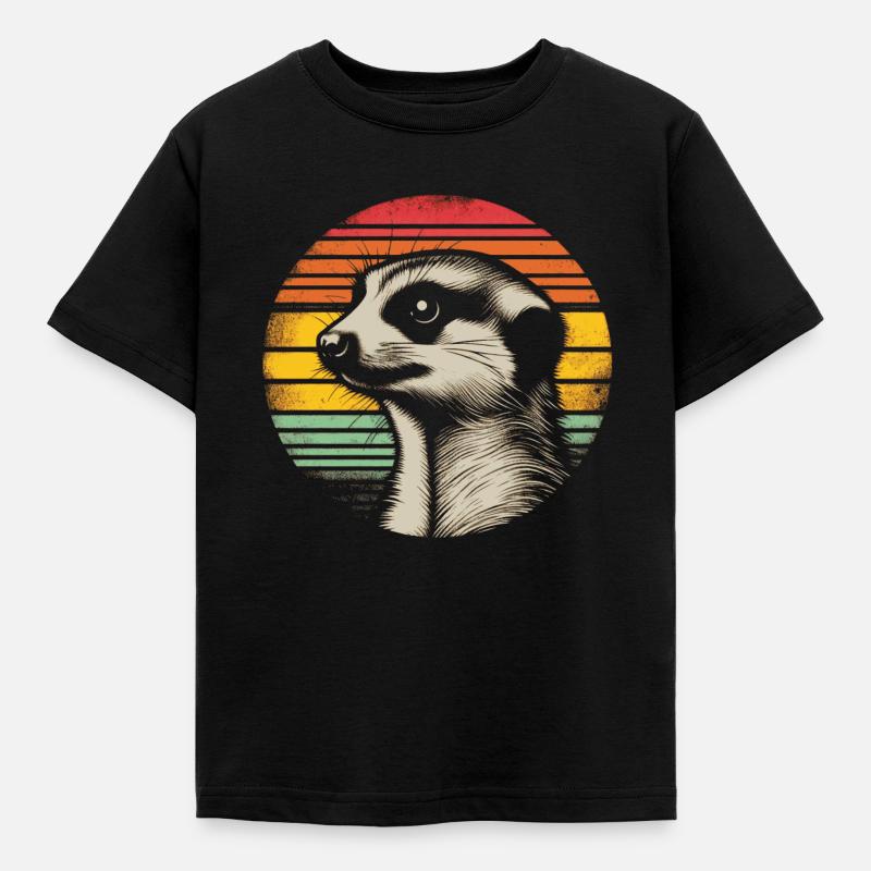 Erdmännchen Retro - Kinder T-Shirt - Schwarz