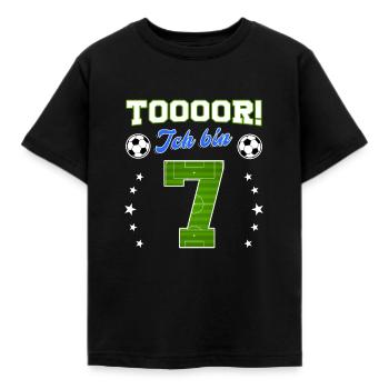 Tor Ich Bin 7 Fußball Fußballer 7. Geburtstag - Kinder T-Shirt - Schwarz - Vorne - AI Model Kid Female (0cm)