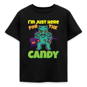 I'm Just Here For The Candy Scary Halloween Beast - Kinder T-Shirt - Schwarz - Vorne - AI Model Kid Female (0cm)