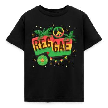 reggae - Kids' T-Shirt - black - Front - AI Model Kid Female (0cm)