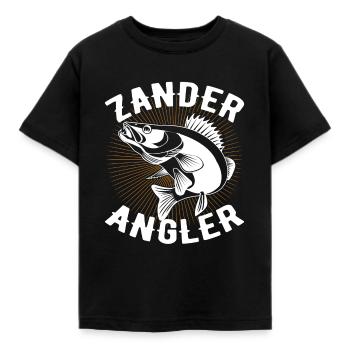 Zander Angler - Kinder T-Shirt - Schwarz - Vorne - AI Model Kid Female (0cm)