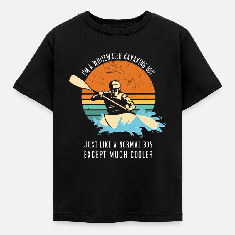 Garçon de kayak en eau vive comme un garçon normal - T-shirt Enfant - noir