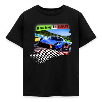 RENNEN IST LEBEN! - Kinder T-Shirt - Schwarz - Vorne - AI Model Kid Female (0cm)