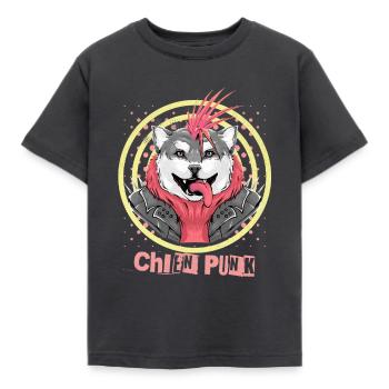 chien punk crête iroquoise - humour animal - T-shirt Enfant - charbon - Devant - AI Model Kid Female (0cm)
