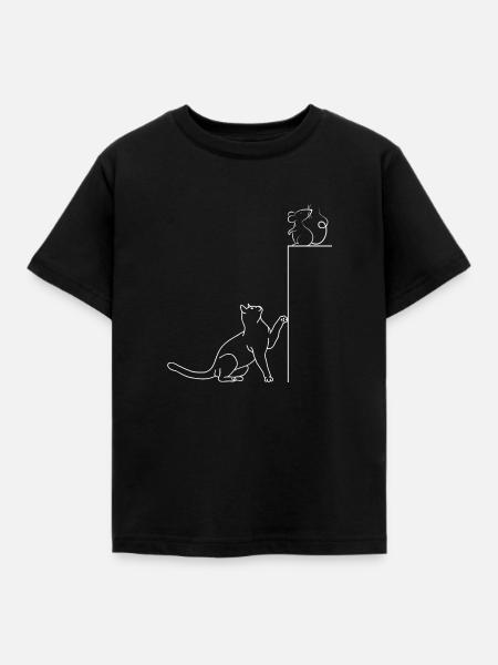 Katz und Maus - Kinder T-Shirt - Schwarz
