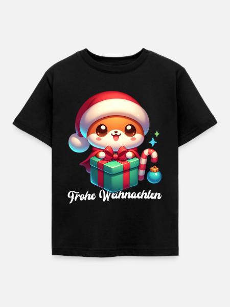 Fuchs Weihnachten - Kinder T-Shirt - Schwarz