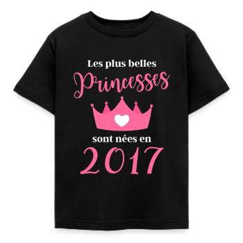 née en 2017 cadeau anniversaire fille 5 ans - T-shirt Enfant - noir - Devant - AI Model Kid Female (0cm)