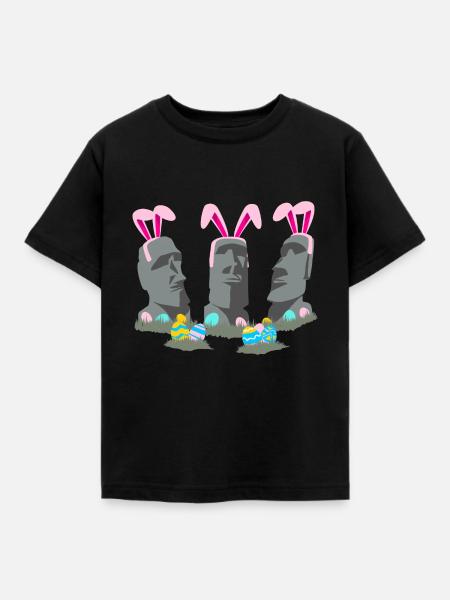 Moai Ostern - Kinder T-Shirt - Schwarz