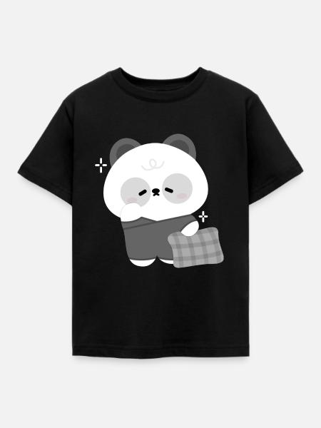 Schläfriger Panda - Kinder T-Shirt - Schwarz