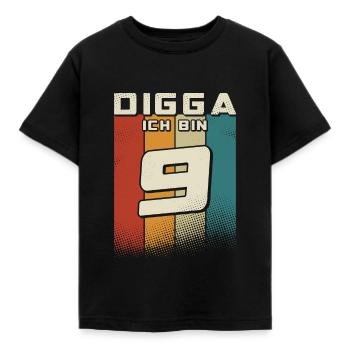 Digga ich bin 9 Jahre Junge 9. Geburtstag Retro - Kinder T-Shirt - Schwarz - Vorne - AI Model Kid Female (0cm)