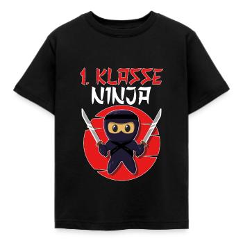 1. Klasse Ninja Jungen Einschulung Ninja 1. Klasse - Kinder T-Shirt - Schwarz - Vorne - AI Model Kid Female (0cm)