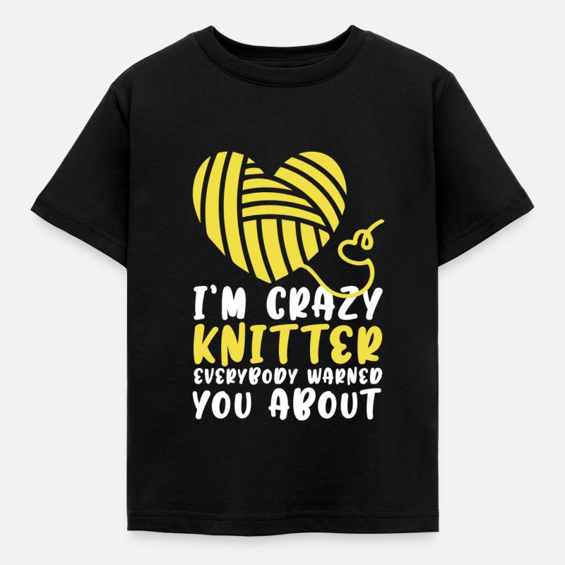 Crazy knitter - Kids' T-Shirt - black