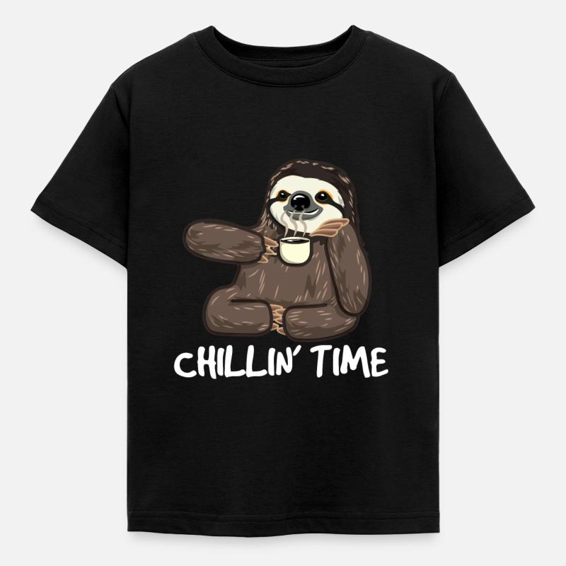 Sloth Sloth Coffee Chilling Fun Caffeine Gift - Kids' T-Shirt - black