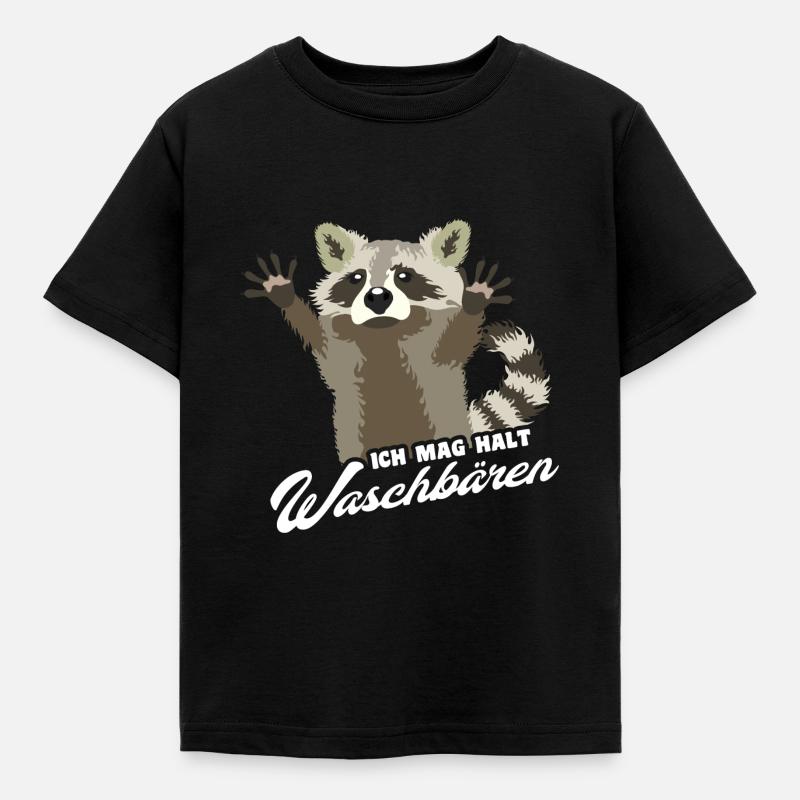 Ich mag halt Waschbären Spruch - Kinder T-Shirt - Schwarz
