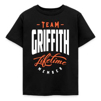 Bezeichnung Griffith - Kinder T-Shirt - Schwarz - Vorne - AI Model Kid Female (0cm)