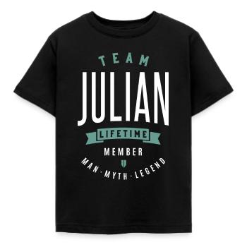 Name Julian - Kinder T-Shirt - Schwarz - Vorne - AI Model Kid Female (0cm)