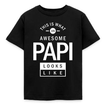 Papi sieht aus wie - Kinder T-Shirt - Schwarz - Vorne - AI Model Kid Female (0cm)