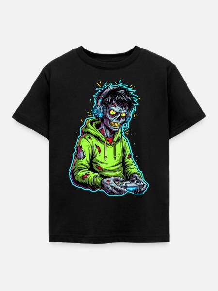 Zombie Gamer – Hirn braucht Pause! - Kinder T-Shirt - Schwarz