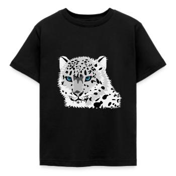 Schneeleopard - Kinder T-Shirt - Schwarz - Vorne - AI Model Kid Female (0cm)