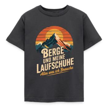 Laufsport Wald Berge Natur Berglauf Laufen - Kinder T-Shirt - Dunkelgrau - Vorne - AI Model Kid Female (0cm)