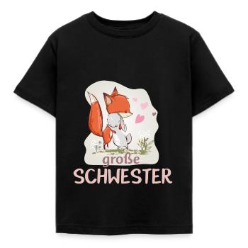 große Schwester Einhorn Fuchs Hase Umarmung - Kinder T-Shirt - Schwarz - Vorne - AI Model Kid Female (0cm)