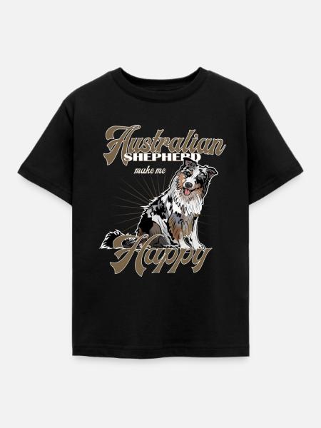 Australian Shepherd make me happy - Kinder T-Shirt - Schwarz