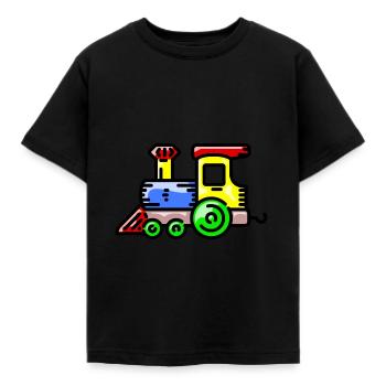eisenbahn zug tram train railroad railway locomoti - Kinder T-Shirt - Schwarz - Vorne - AI Model Kid Female (0cm)