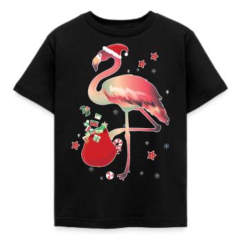 Ugly Christmas Flamingo Christmas - Kids' T-Shirt - black - Front - AI Model Kid Female (0cm)