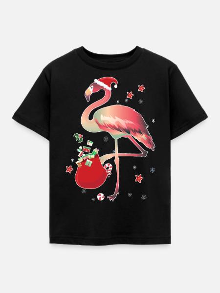 Ugly Christmas Flamingo Christmas - Kids' T-Shirt - black
