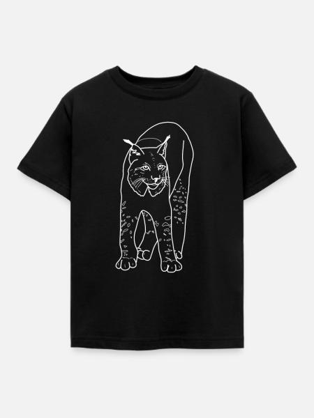 Luchs - Kinder T-Shirt - Schwarz