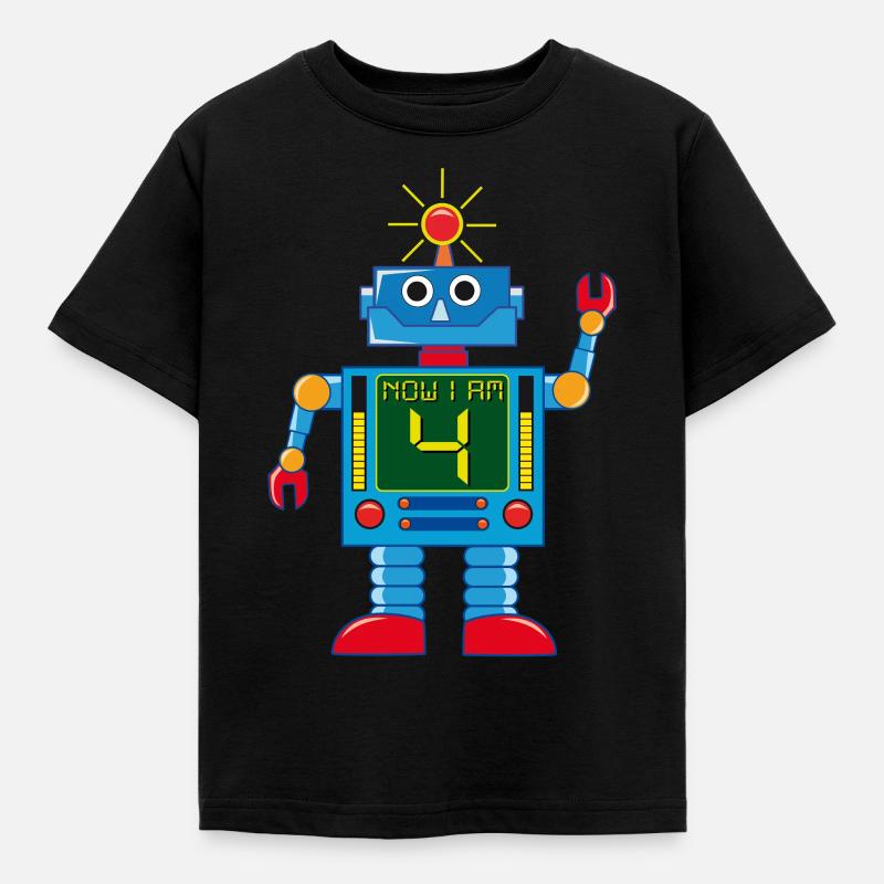 Roboter ich bin 4 - Kinder T-Shirt - Schwarz