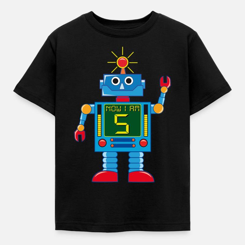 Roboter ich bin 5 - Kinder T-Shirt - Schwarz