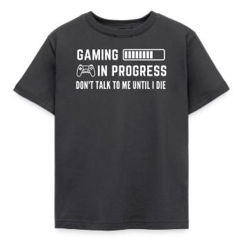 Gaming in progress - Kids' T-Shirt - dark grey - Front - AI Model Kid Female (0cm)