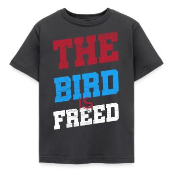 The Bird is Freed Internet Media Humour - Kids' T-Shirt - dark grey - Front - AI Model Kid Female (0cm)