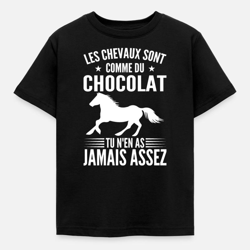 Les Chevaux Sont Comme Du Chocolat | Cavalière - T-shirt Enfant - noir