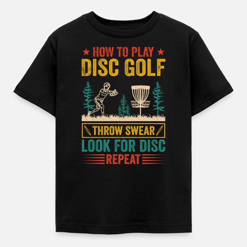 Hvordan spille diskgolf - Discgolfspillere - T-skjorte for barn - svart