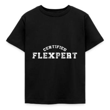 Flexpert Gym Clothing Muscle Enthusiasts Workout - Kinder T-Shirt - Schwarz - Vorne - AI Model Kid Female (0cm)
