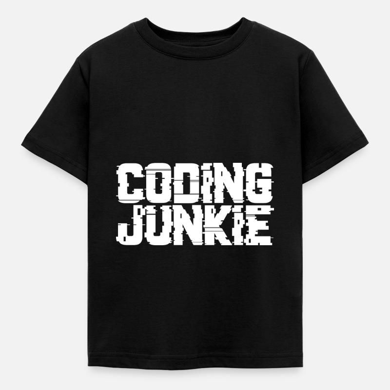 Coding Junkie - Kinder T-Shirt - Schwarz