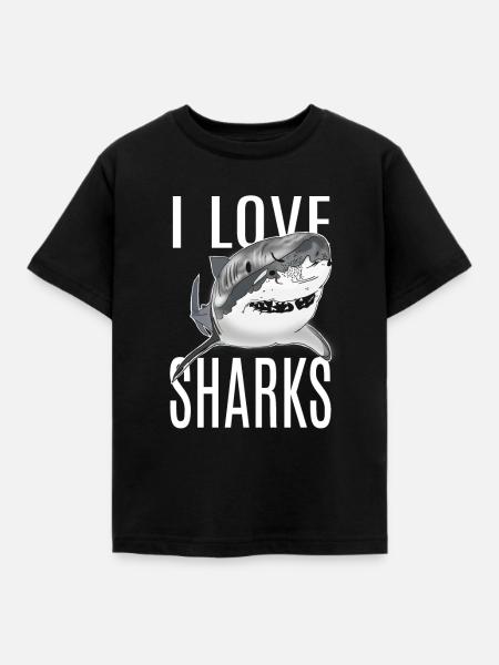 Ich liebe Haie - Kinder T-Shirt - Schwarz