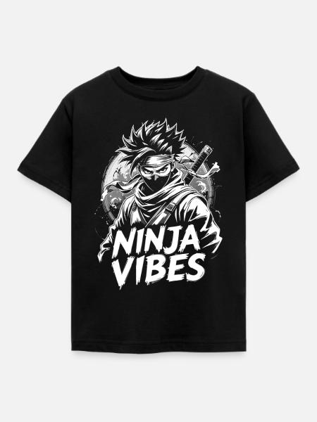 Ninja Vibes T-shirt Design - Kinder T-Shirt - Schwarz
