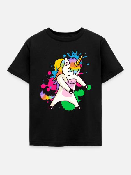Floss Dance Einhorn - Kinder T-Shirt - Schwarz