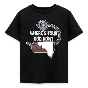 Wo ist dein Gott? - Kinder T-Shirt - Schwarz - Vorne - AI Model Kid Female (0cm)