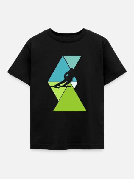 Skifahren Abfahrt Skifahrer - Kinder T-Shirt - Schwarz